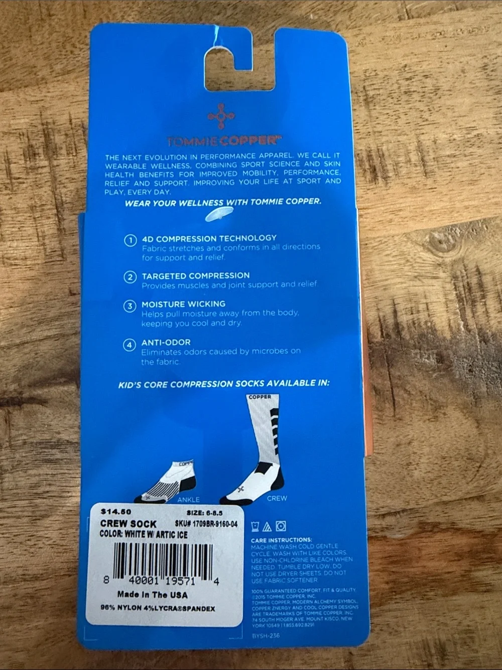 Boy’s Crew White Compression Socks Size 6 to 8.5
